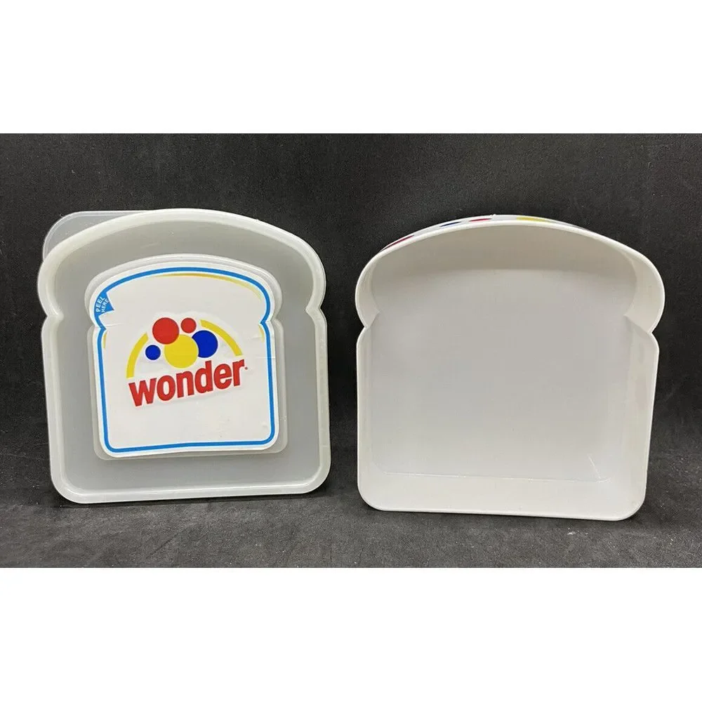 Wonder Bread Sandwich HOLDER‎ Plastic STORAGE CONTAINER CLASSIC WHITE LOGO +DOTS